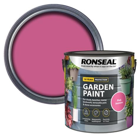 SAVING HUB 2.5L Garden Paint - Exterior Wood Tins - Garden Furniture Colors Paints Outdoors - Benches, Metal, Brickwork, Plants Pots Paint - Fade Resistant (Pink Jasmine)