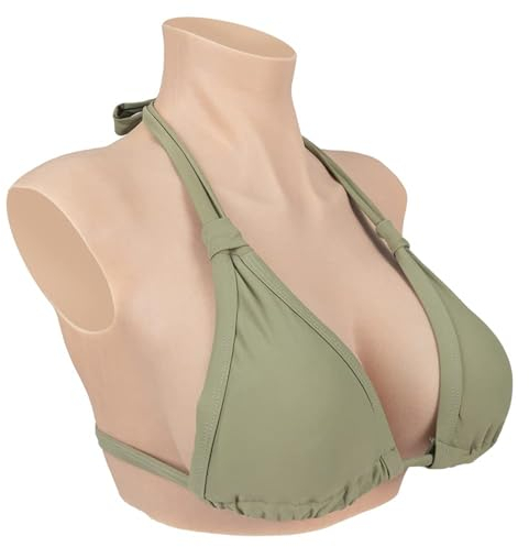 HUANQIN Silikon Brüste Silikonbrustplatten Crossdresser Brustplatte Baumwolle Gefüllt Z Cup, Weiche Künstliche Silikontitten Brustprothesen, Silikon Brüste Brustformen, Crossdresser Brüste, Elfenbein