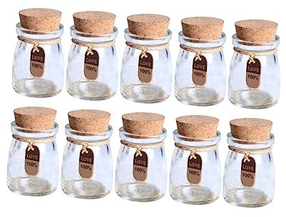 ABOOFAN Terrari 10 Pezzi barattolo di favore bottiglia per campioni di profumo vasi da farmacia bottiglie con etichette etichetta sughero bottiglia di Bicchiere contenitore