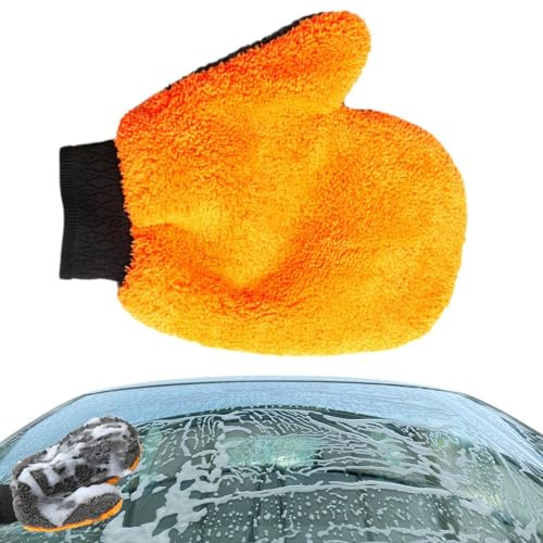ARIOU Mikrofaser-Autowasch-Trockenhandschuhe, wiederverwendbarer Waschhandschuh, super Dicke Handschuhe zum Trocknen und Reinigen, Starke Wasseraufnahme, doppelseitiger Trockenhandschuh,