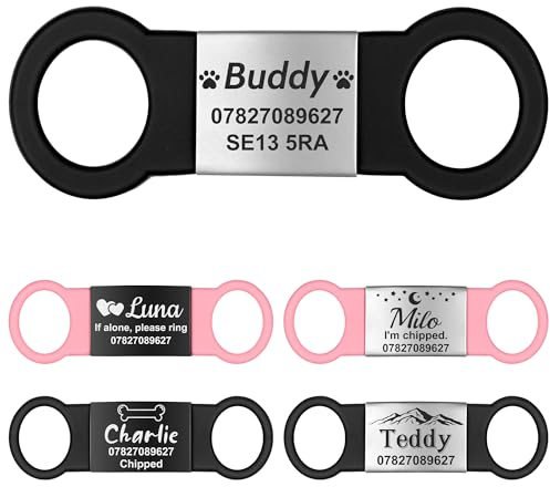 GISUREY Lautlose Hundemarke mit Gravur - Robuste Hundemarke Personalisiert mit Einzigartigem Design, Langlebige und Gut Lesbare Adressanhänger Hund für Hunde-/Katzenhalsbänder, BS-S