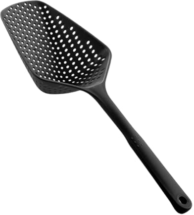 Kitchen Sink Strainer - Long Handled Plastic Pasta Colander & Drainer - Black
