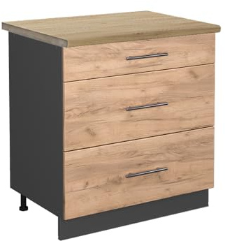 Vicco Küchenunterschrank Fame-Line, Goldkraft Eiche, 80 cm