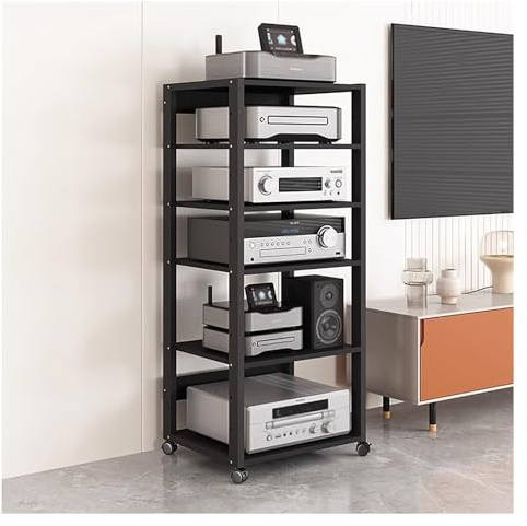 Mueble Equipo Hifi Gabinete De Rack De Audio/vídeo De 5/6/7 Niveles, Torre De Medios Estéreo AV/consola De Tocadiscos/soporte De TV De Esquina For Componentes/estante For Juegos Con Estantes Ajustable