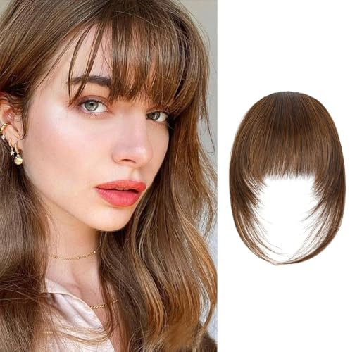 QKEPCY Flequillo Postizo Natural Cabello Humano Clip Extensiones Pelo Franja Frontal Ajustable Accesorio Peinado Mujer