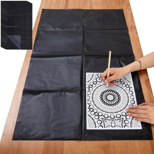 VENOAL 5 Blatt Großes Kohlepapier zum Durchpausen, 20,3 X 36, Graphit-Transferpapier, Gewachstes Kohle-Transferpapier