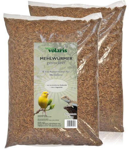 Eggersmann volaris Mehlwürmer getrocknet 10kg – Wildvogelfutter proteinreich & natürlich – Getrocknete Mehlwürmer ideal für Wildvögel, Hühner & andere Heimtiere – Vogelfutter frei von Pestiziden
