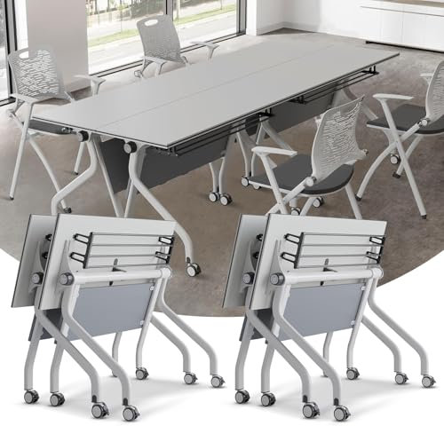 Moderner klappbarer Konferenztisch mit leisen Rädern und Metallbeinen für Büro, Meeting, Training, Seminar und Studienarbeiten.