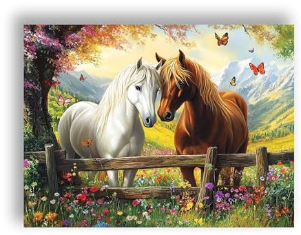 Ginfonr DIY Diamond Art Painting Zubehör Pferde Set Full, 5D Diamant Painting Landschaften Bilder Kit Crystal Rhinestone Embroidery Decoration Für Home Wall Décor 30x40 cm 36