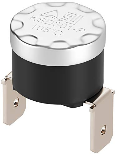 VIOKS Klixon Thermoschalter Öffner 105°С 250V 10A Ersatz für KSD301-P NC Fester Auslöser Vertikale Fastons - Bimetall-Temperaturschalter Thermostat mit festem Gang für Haushaltsgeräte
