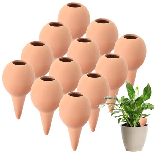Nuenen 12 Coni di Argilla Irrigazione Sfera per Irrigazione per Piante Distributore d'Acqua d'Appartamento Scatole da Balcone Palline per Irrigazione Piante Aiuto per l'Irrigazione Automatico