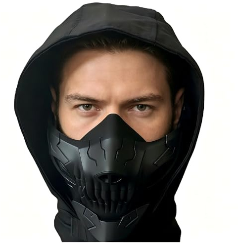 Airsoft Paintball Schädel MaskeTaktische Balaclava Halbmaske Maske Für Outdoor Sport CS Airsoft Paintball Skifahren Schutz Cyberpunk Maske (Schwarz)