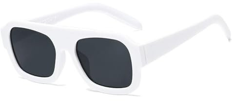 PPFVVTV Damen Sonnenbrille mit großem Rahmen, Vintage-Sonnenbrille, Sonnenschutz für Herren, zum Fahren und Radfahren, Anti-UV400-Okular (weiß/schwarz)