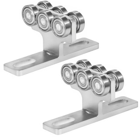 TOOSOAR 2 Stück 6-Rad-Trolley-Baugruppe,T-förmige Montagerollen,Tragfähigkeit Bis zu 245Kg, für Schiebetüren, Elektro-Hebezeug