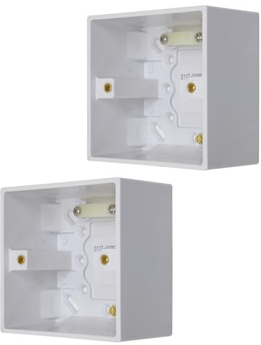 Lot de 2 boîtiers arrière de 47 mm à surface profonde avec borne de terre et poignée de cordon pour prise de rasoir, interrupteur de douche, interrupteur de cuisinière