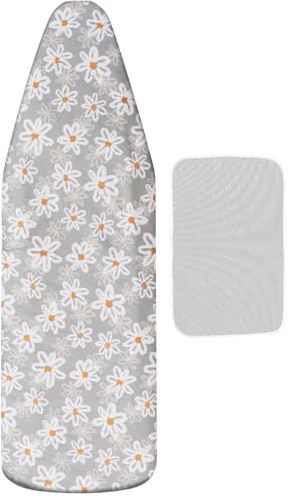 Ironing Board Covers 140 x50cm Large Iron Board Cover with Elastic Edges Thick Cotton Top Adjustable Fastener Easy Fit and Scorch Resistant(Sun Flower)