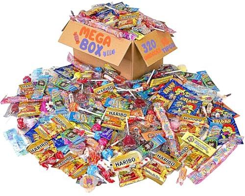 EVERGIFT Pack de 320 Chuches Cumpleaños para Relleno Piñatas | Bolsas de Golosinas para Fiestas Infantiles Envueltas Individualmente.