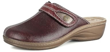 inblu Femme Pantofole Donna Ecopelle Con Plantare in Vera Pelle E Chiusura A Strappo Fantasia Pitonata Chausson, Bordeaux, 40 EU