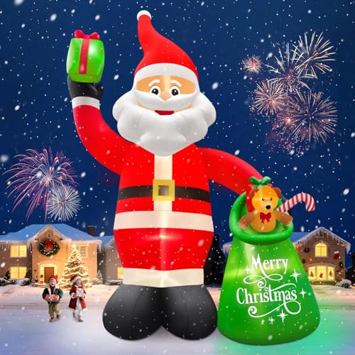Aufblasbare Weihnachtsdekoration mit LED Beleuchtung – Große Weihnachtsfigur für Innen & Außen, Weihnachtsschmuck für Garten & Haus (20FT Weihnachtsmann)