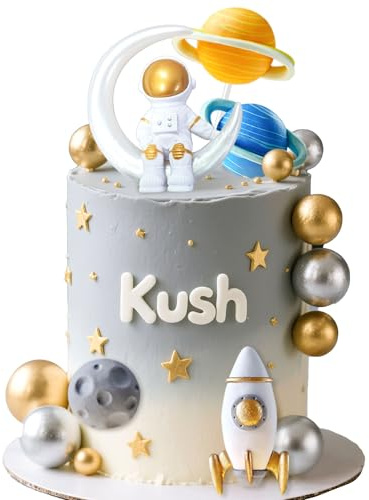 Outer Space Cake Toppers Astronaut Rocket Stars Cake Decorations | Outer Space Cake Toppers Astronaut Rocket Stars Cake Decorations for Two The Moon First Trip Around the Sun Birthday Baby