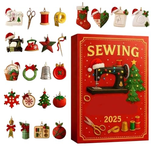 Nähen Adventskalender | 2D Flach Nähen Wohnkultur - 24 Tage Countdown Kalender Für Weihnachten | Für Urlaub Geburtstagsfeier Eingang Geschäfte Wohnzimmer Schlafzimmer Küche Auto Schlüsselanhänger