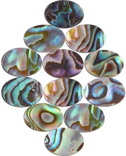SUPVOX Lot de 12 Cabochons Ovales en Coquille D’Ormeau 10X14 MM à Dos Plat Pièces Naturelles pour Fabrication de Bijoux DIY Boucles D’Oreilles Colliers et Breloques Artisanales