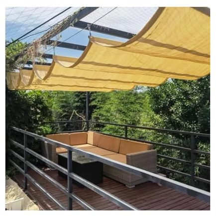 Sombra RetráCtil Ondulada,Retráctil Ola Pérgola De Dosel Cubrir，Protección UV Toldo De Olas con Kit De Montaje，toldo corredero，para Terraza Balcon Exteriores Jardín(W1.2*L5m/W3.93*L16.41ft)