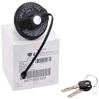 Fiat, 71802520, Tappo serbatoio originale con serratura con 2 chiavi, per Fiat 500 Grande Punto, EVO OE