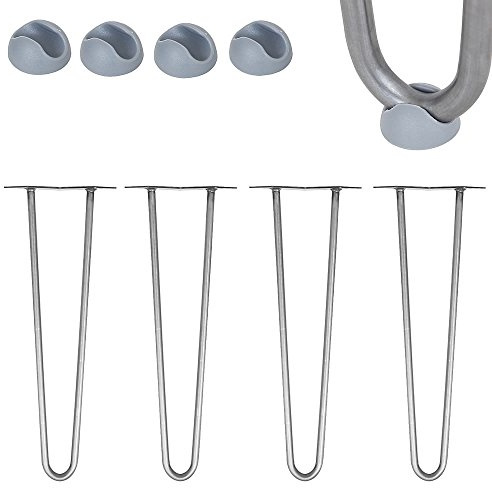 Melko Hairpin Legs Tischbeine 4-teilig 25 cm 2 Streben 12 mm Rundstahl | belastbar bis über 60 kg, inkl. Schutzkappen und Schrauben, schnelle Montage mit Akkubohrer, für Sekretär und TV-Board