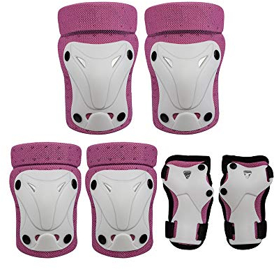 SSCYHT Knieschützer Ellbogenschützer Schutzset für Kinder/Jugendliche Rollschuhe BMX Fahrrad Fahrrad Skateboard Inline Skates Roller Reitsport,Rosa,S