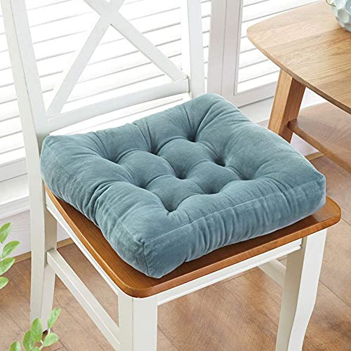 vctops Velvet Solid Chair Pad Super Soft Plush Washable Square Seat Cushion for Kitchen Dining Room (Blue,18 x 18)