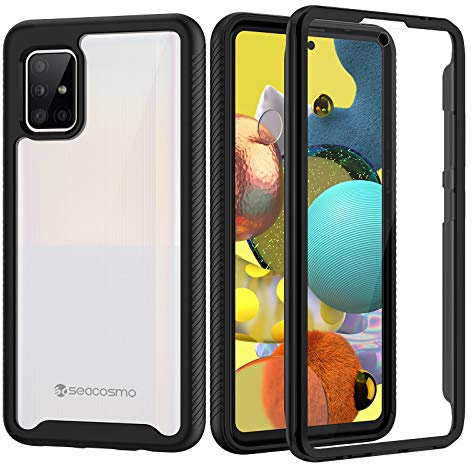 seacosmo Samsung A51 5G Hülle, Stoßfest Cover A51 5G 360 Grad vollschutz Handyhülle Rugged Schutzhülle A51 5G mit eingebautem Displayschutz, Schwarz