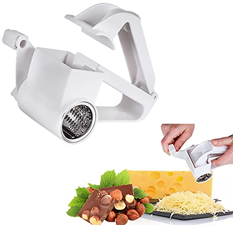 Rallador de queso rotativo, mini molinillo de queso de acero inoxidable de mano - una herramienta de cocina manual para rallar queso duro, queso, mantequilla, etc.