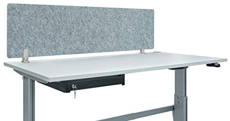 Acoustic Screen Vlies large inkl. Füße | Schreibtisch-Sichtschutz B150 x H40 x T0,8cm |Trennwand schirmt optisch, akustisch u. hygienisch ab | Hygieneschutz aus blickdichtem Akustik-Vlies grau
