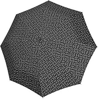reisenthel umbrella pocket duomatic in Signature Schwarz – Kompakter Taschenschirm aus recycelten PET-Flaschen – Mit großer Drucktaste und ergonomisches Griffdesign