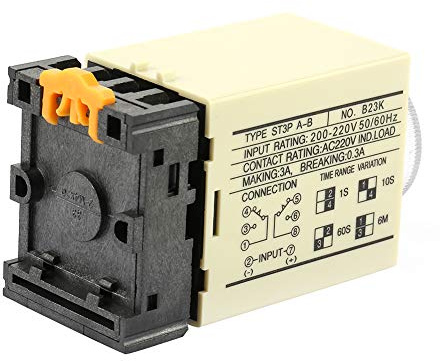 Telituny AC 220V 10S Rele Temporizador, ST3PA-B Time Retardo Relay Tipo Perilla, AC 220V Relé de Retardo de Temporizador Ajustable de Encendido para Control Remoto Comunicación Control Automático