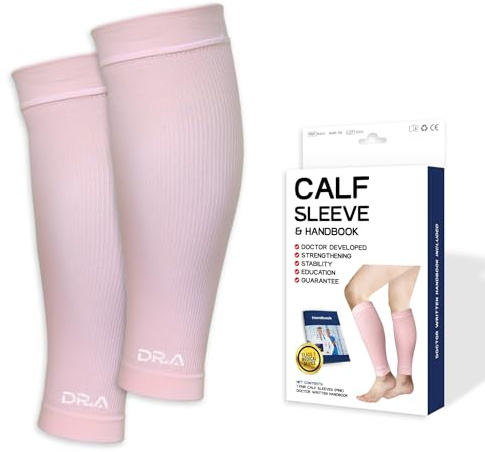 Dr. Arthritis - Manchon Compression Mollet pour Hommes et Femmes - Chaussettes de Contention pour Soulager les Douleurs de la Jambe, Tibia, Récupération Musculaire, Varices [XL, Rose, 1 Paire]