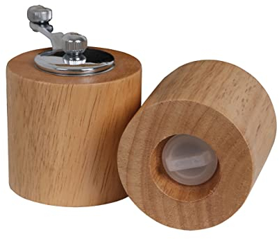 Premier Housewares Eco Friendly Natural Colour Rubberwood Salt & Pepper Set | Efficient Wooden Salt And Pepper Grinder Set For Kitchen | Chrome Finished Salt And Pepper Mill