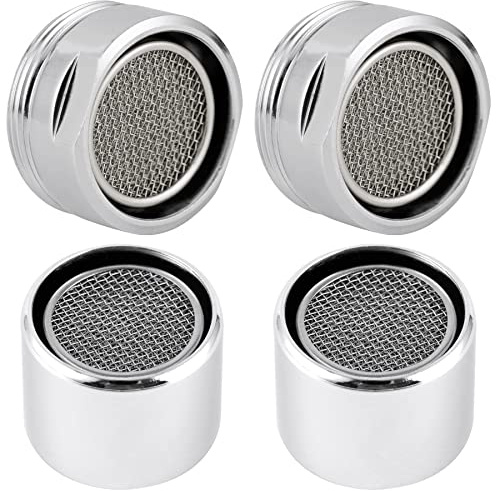 iFealClear 4 Pack Faucet Aerator, Stainless Steel Kitchen Sink Faucet Aerator Adapter with Metal Shell, Male and Female Thread Water-conserving Bathroom Filter with Gasket, Chrome
