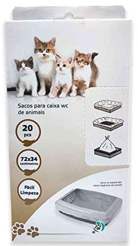 Acan Tradineur - Pack de 20 bolsapara Arenero de Gato - Bandeja de Arena - Bolsa para excrementos para Gatos, Mascotas - Bolsa de Recambio Inferior - 72 x 34 cm