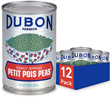 Dubon Premier Petit Pois Canned Green Peas - (12 Pack) 15 oz Cans - Plant Based Protein and Fiber - Gluten Free Canned Vegetables