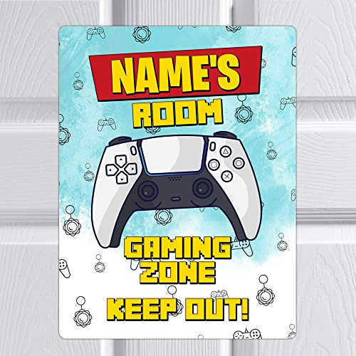 EnvyFone Personalised Gaming Zone Door Sign - Aluminium Metal - A5 (20cm x 15cm) - Multi - Gaming Style