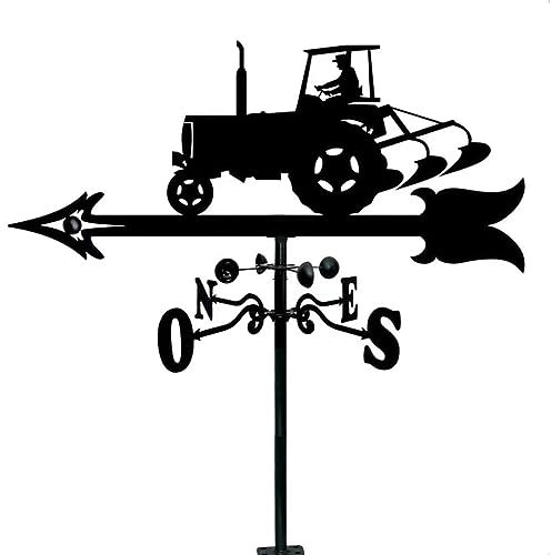 UZSPAC Girouette de Jardin Exterieur Metal Forme de Tracteur Decoration Jardin Exterieur Moderne Outil de Mesure de la Direction du Vent, Noir 35 * 55cm