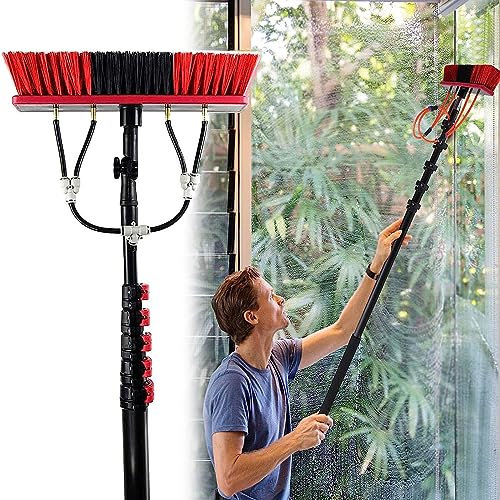FUYAO Water Fed Pole Kit - 3-6m Adjustable Window Cleaning Pole | Window and Solar Panel Cleaning Brush | Spray Washer Washing Equipment | Window Glass Solar Panel Cleaner