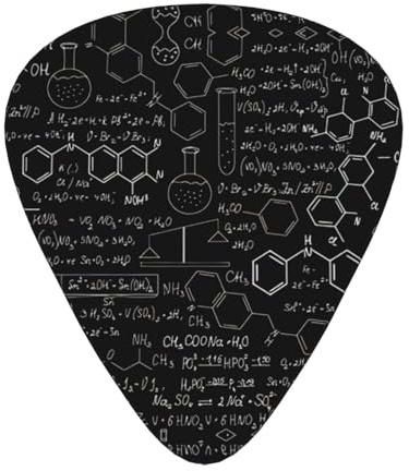 12-teiliges Plektrum-Set für Ukulele, Bass, elektrische und akustische Gitarre, unverzichtbar für Gitarren und Spieler, abstrakte Wissenschaft, Chemie