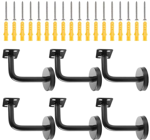 6 Stück Handlaufhalter Schwarz Handlaufhalterungen Flache 60x80mm Handlaufträger Edelstahl Handlauf Halterung Edelstahl Treppengeländer Innen Geländerhalterungen Handlaufhalter Wandhalter Zubehör