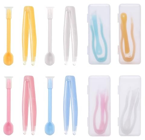 Juleioube 8 Sets Contact Lens Remover with Tweezers and Storage Case Soft Lenses Suction Holder Inserter Tool Silicone Portable Contact Lense Applicator for Outgoing Travelling