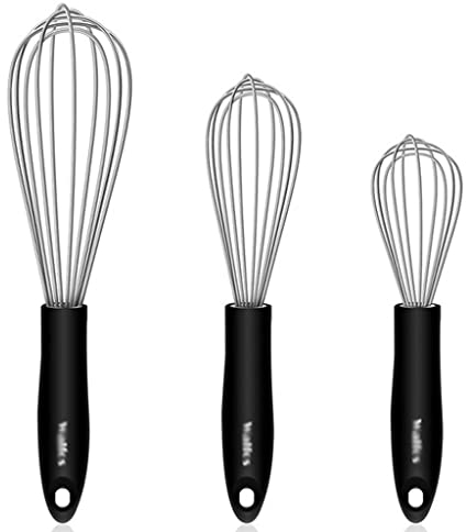 TRoki Fouet manuel en acier inoxydable pour la pâtisserie et la cuisson – Taille moyenne, Noir