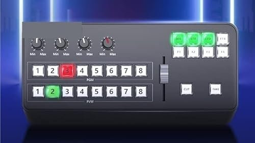 Scatola commutatore audio/video, Video 1600 Panel Wireless Director Switcher Controllo PTZ for la registrazione di trasmissioni in streaming live per PC, TV, proiettore, lettore DVD/Blu-ray(Color:Mini