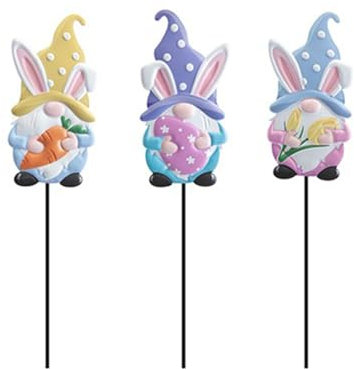 Assorted Colours Easter Gnome Garden Metal Stake (60 cm) 1 Pc. - Eye-Catching Design, Perfect for Egg Hunts, Outdoor Decor, & Spring Festivities